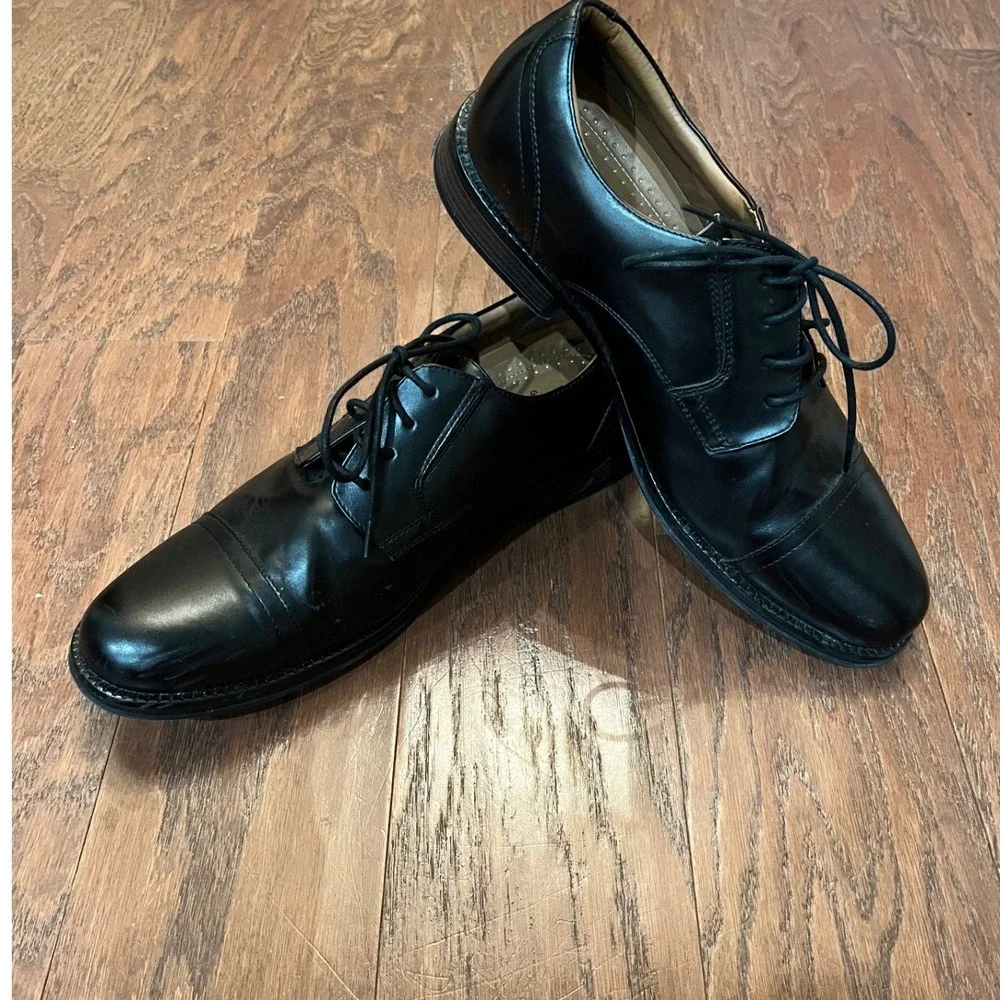 George Cap Toe Derby Shoes Men Black Lace Up Dress Shoes 13
